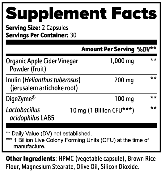 Gutwell Daily Reset — Apple Cider Vinegar + Prebiotic Fiber Capsules